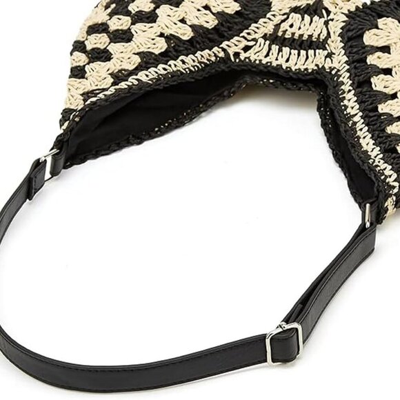 Straw Woven Hobo Bag Women Beach Travel Shoulder Purse Handmade Tote - Picture 3 of 8